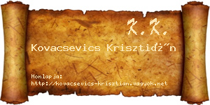Kovacsevics Krisztián névjegykártya
